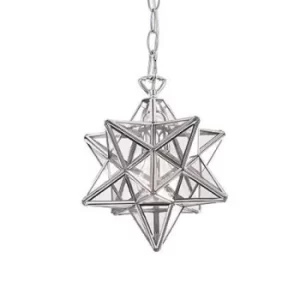 Image of Stella 1 Light Star Ceiling Pendant Chrome, Clear Glass, E27