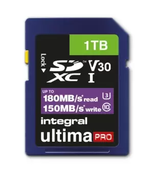 Image of Integral 1TB SD UHS-1 U3 V30 Read 180MBs /Write 150MBs