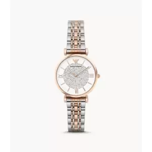 Image of Emporio Armani Womens Two-Hand Two-Tone Stainless Steel Watch - 2T Silver/Rose