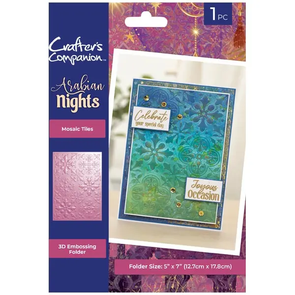 Image of Crafter's Companion 3D Embossing Folder Arabian Nights Mosaic Tiles 5" x 7in