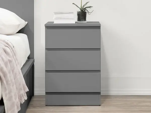 Image of Birlea Oslo Grey 3 Drawer Bedside Table