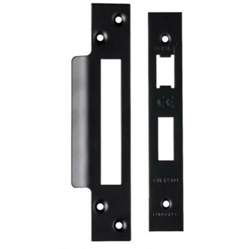 Image of Loops Square Forend Strike and Fixing Pack Suitable for Sashlocks Matt Black Black