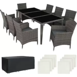 Image of Rattan garden furniture set Monaco aluminium with protective cover - garden tables and chairs, garden furniture set, outdoor table and chairs