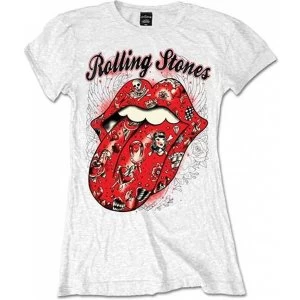 Image of Rolling Stones Tattoo Flash Womens Medium T-Shirt - White