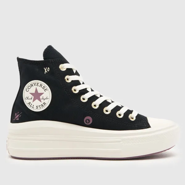 Image of Converse all star move hi tiny tattoos trainers in Black & white