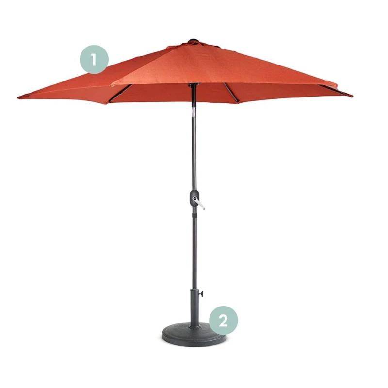 Image of VonHaus Burnt Orange 2.7M Parasol & Base Set Burnt Orange Unisex