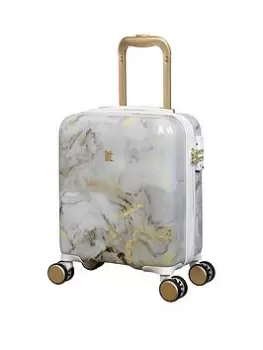 Image of IT Luggage Sheen Underseat Gold/Grey Marble Print Hardshell Suitcase