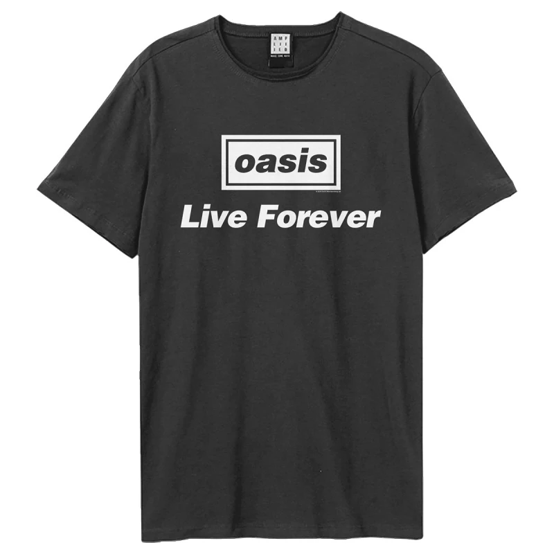 Image of Amplified Amplified Men Live Forever Oasis T-Shirt in Charcoal Size: X-Small Charcoal XS Male 5063652562987