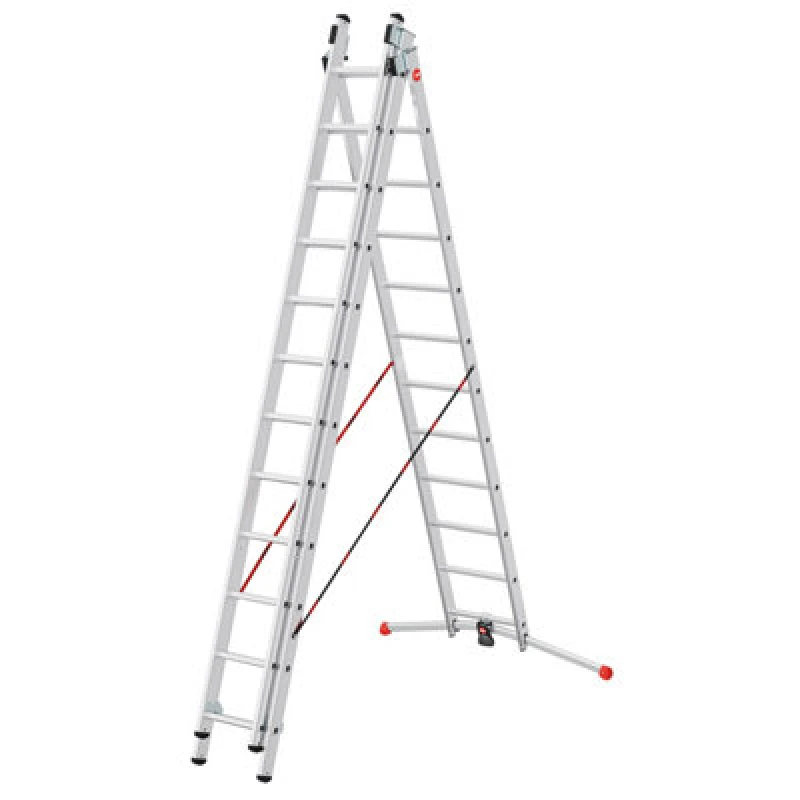 Image of Hailo S100 Profilot Pedal Adjustment Combination Ladder - 3 X 12 Rungs