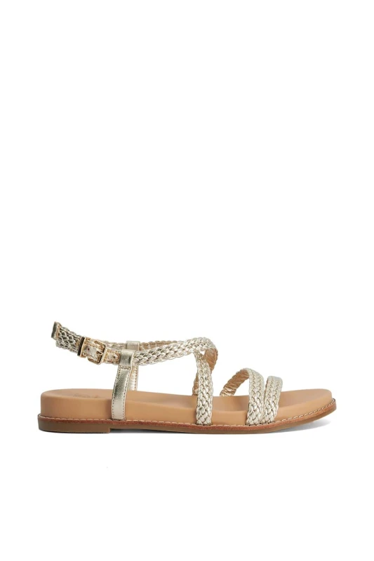 Image of Dune London Womens 'Laite' Sandals in Gold Size: 8 Gold Female 8