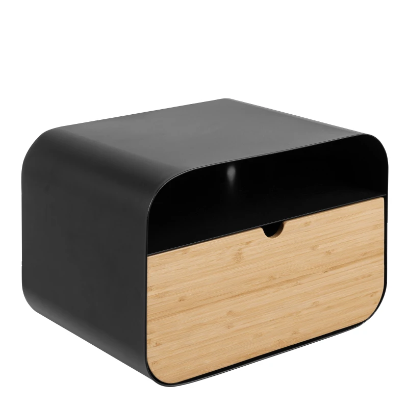 Image of Furniture To Go Joliet Wallmounted Bedside Table In Black And Bamboo