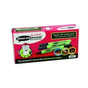 Image of Show-me Drywipe Marker Medium Tip Black Pack of 10 SDP
