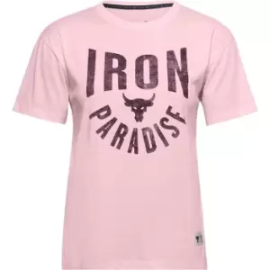 Image of Under Armour Project Rock T Shirt Womens - Pink