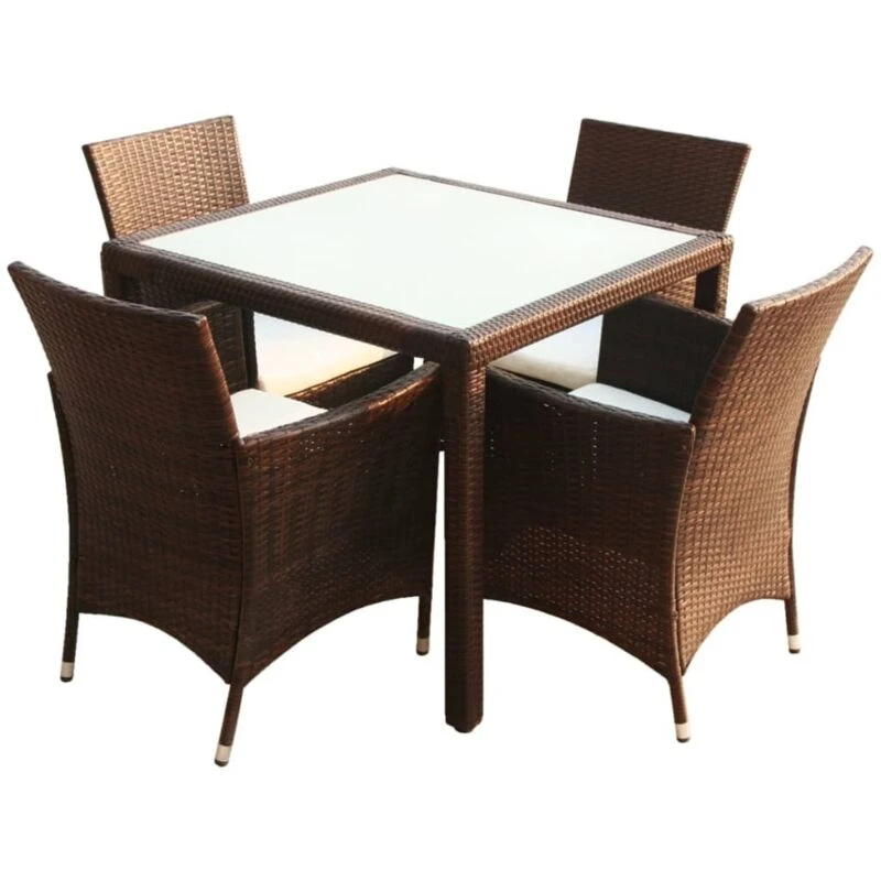 Image of vidaXL Nine Piece Garden Furniture Set Poly Rattan Brown