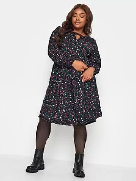 Image of Balloon Sleeve Printed Midi Dress