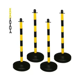Image of Barrier Kits - 4 Posts, 8mm Chain, Rubber base, Red & White