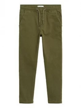 Image of Mango Boys Elasticated Waist Trousers - Khaki, Size 10 Years