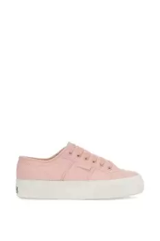 Image of 2740 Mid Natural Platform Tumbled Leather Trainers