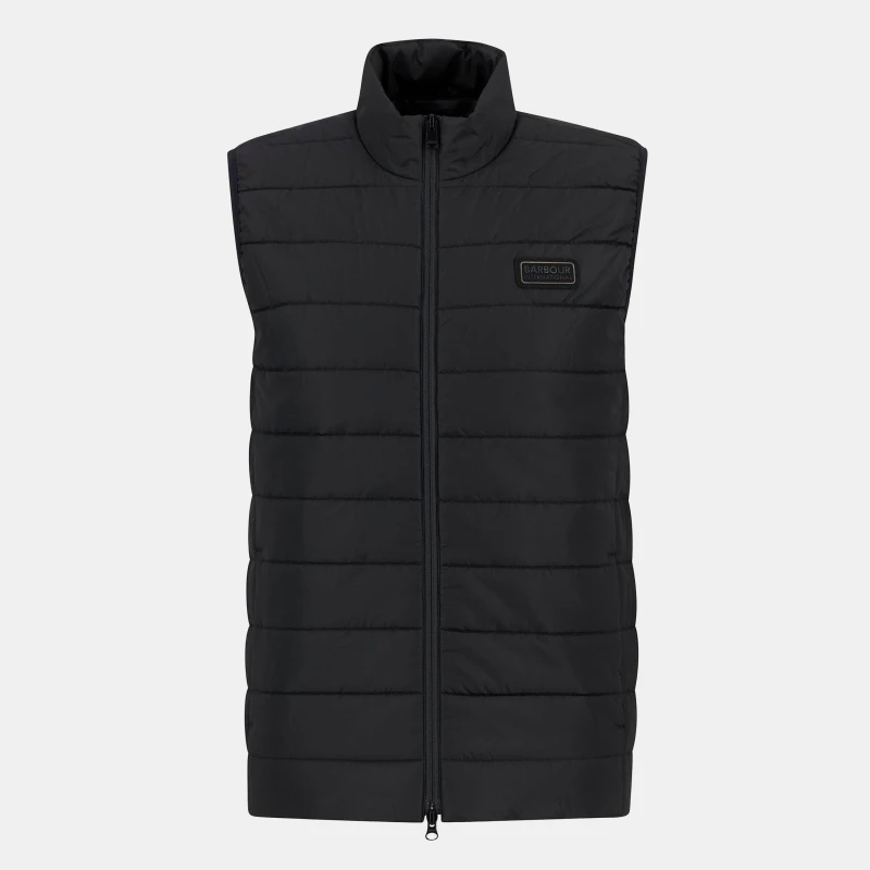 Image of Barbour International Mens Aldon Quilted Sleeveless Slim Fit Gilets Black BK11 male S