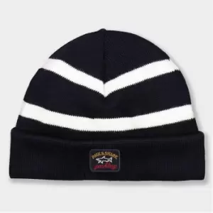 Image of Paul And Shark Paul and Shark Striped Beanie Mens - Blue