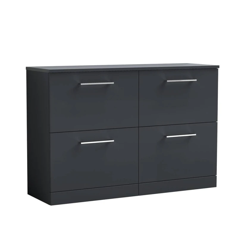 Image of Balterley Level 1200mm Floor Standing 4 Drawer Vanity Unit & Worktop, Dark Grey Grey Unisex