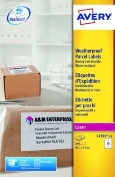 Image of Avery Weatherproof Ship Lbl 99x57mm L7992-25 10 p/sht PK250