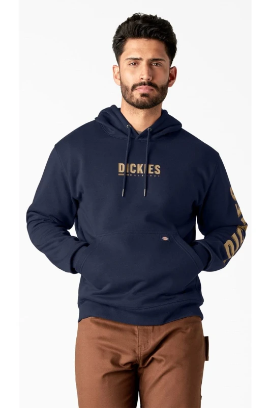 Image of Dickies Mens Dickies Graphic Pullover Fleece Hoodie S - Chest 34-36' Ink Navy DIC052-NAVY-S