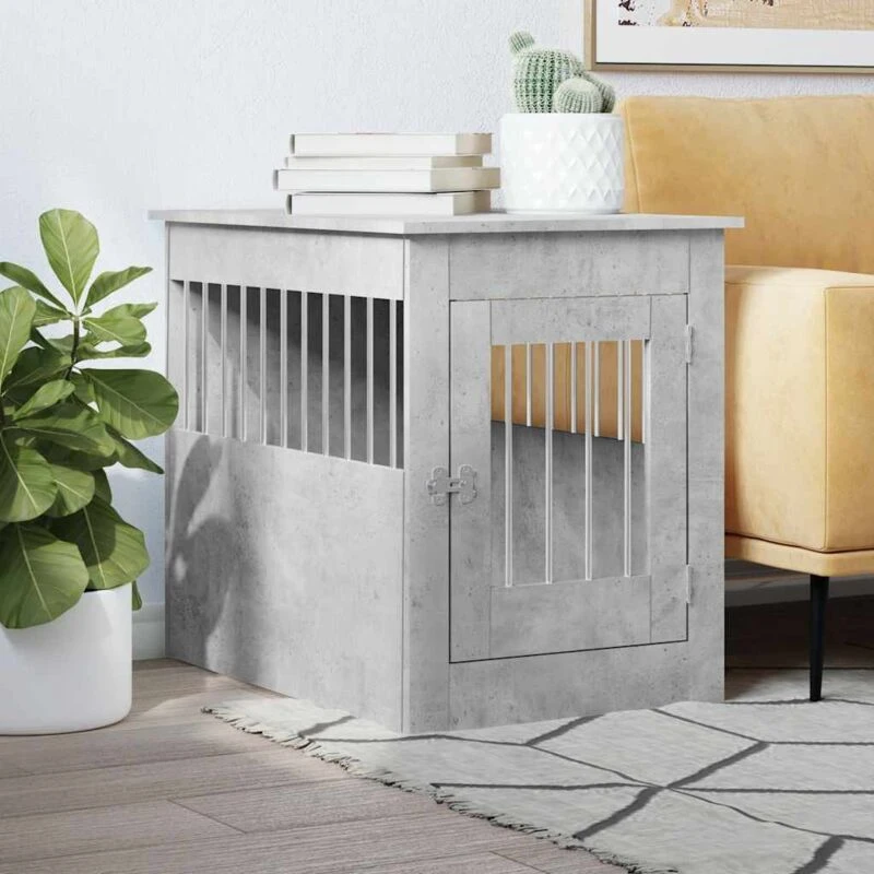 Image of vidaXL Dog Crate Furniture Concrete Grey 55x80x68cm Engineered Wood, Grey 838326