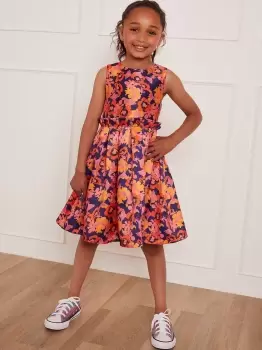 Image of Younger Girls Floral Abstract Midi Dress