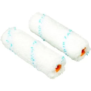 Image of Wickes Mini Medium Pile Microfibre Roller Sleeve 4" - Pack of 2