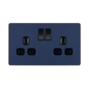 Image of BG Evolve Matt Blue Double Switched 13A Power Socket - PCDDB22B