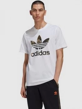 Image of Adidas Originals Camo Trefoil T-Shirt - White