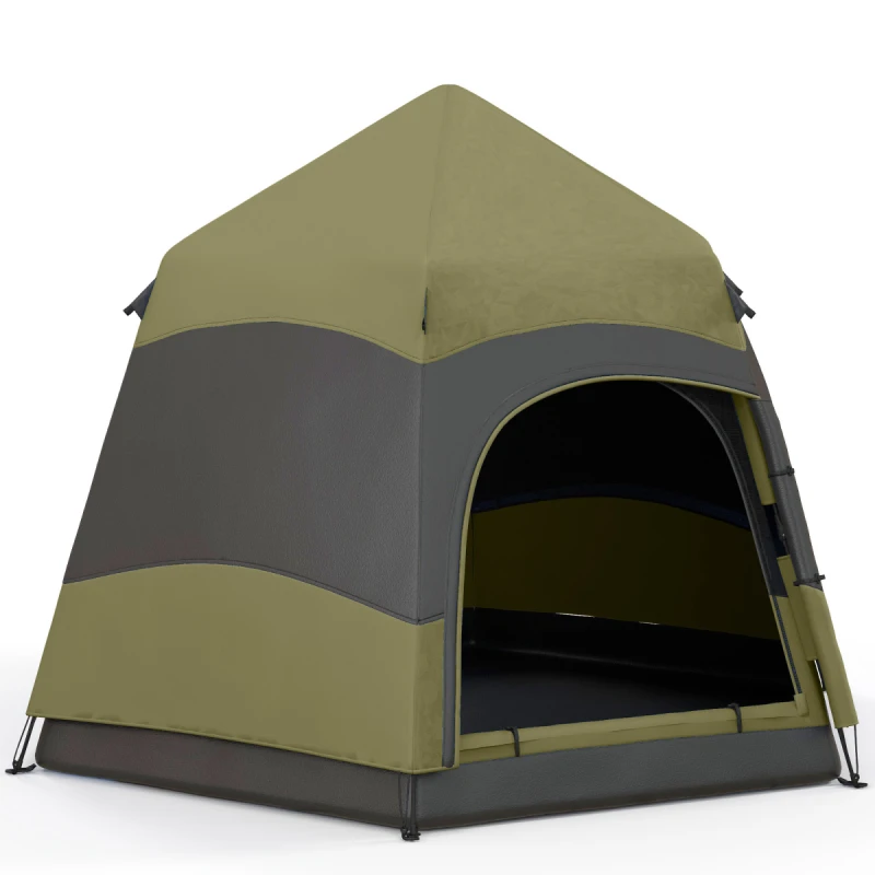 Image of Outsunny Outsunny 4 Person Camping Tent Festival Hiking Shelter, Dark Green