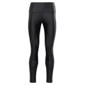 Image of Reebok Shiny Yoga Pose Scribble High-Rise Leggings Womens - Black