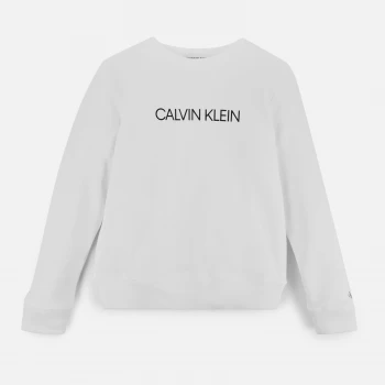 Image of Calvin Klein Institutional Logo Sweatshirt - Bright White - 8-9 Years