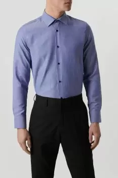Image of Blue Long Sleeve Slim Fit Basket Weave Shirt