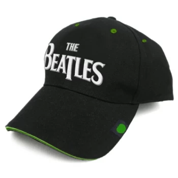 Image of The Beatles - Drop T Logo Baseball Cap - Black/Green