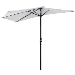Image of Outsunny 3M Metal Frame Garden Furniture Parasol Half Round Umbrella - Cream