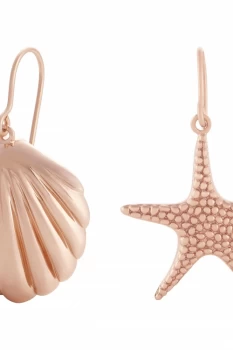 Image of Olivia Burton Under the Sea Shell & Starfish Rose Gold Sleeper Earrings OBJSCE32
