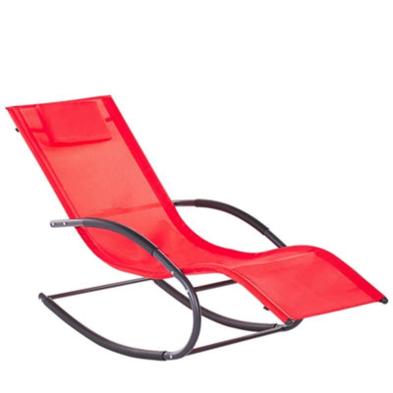 Image of Beliani Rocking Sun Lounger Carano Ii Metal Red
