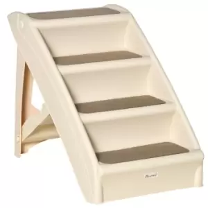 Image of PawHut Four-Step Foldable Pet Stairs w/ Non-Slip Mats for S XS Dogs - Beige