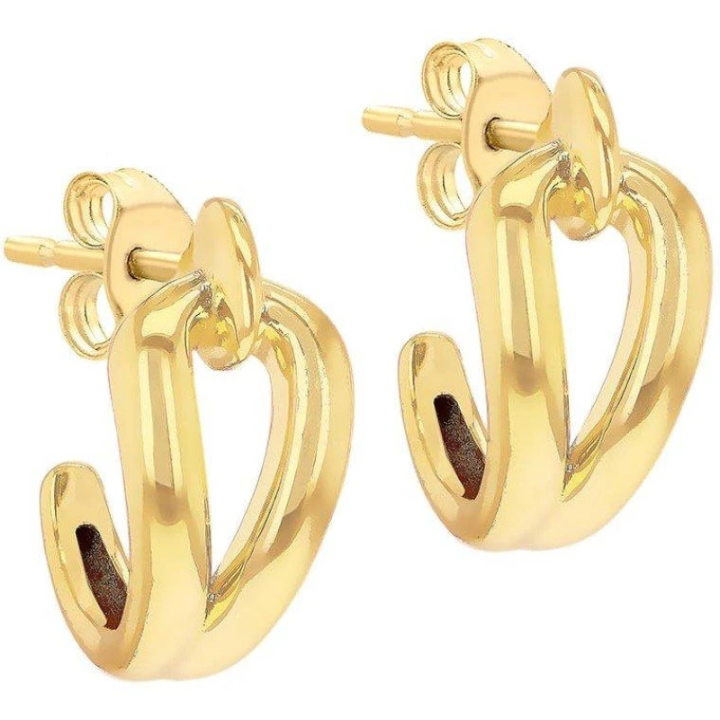 Image of Be You 9ct Gold Hook Knot Half Creole Stud Earrings Yellow Gold female One Size