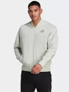 Image of adidas Studio Lounge Fleece Track Top, Green, Size L, Men