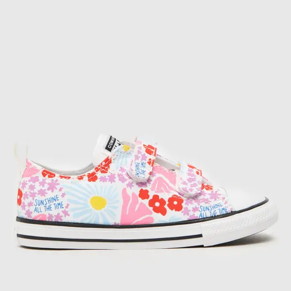 Image of Converse white multi all star lo 2v easy-on Girls Toddler trainers White Multi UK 3 (EU 19)