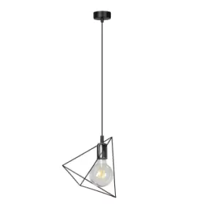 Image of Emibig Dex Black Wire Frame Pendant Ceiling Light 1x E27
