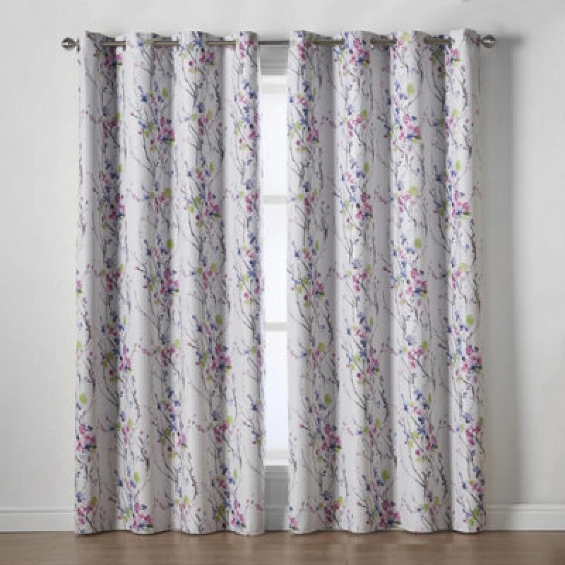 Image of Alan Symonds Sakura Blockout Curtains Multi Eyelet Header Thermal Size: 168cm width x 229cm drop Multicolor Unisex 168cm width x 229cm drop