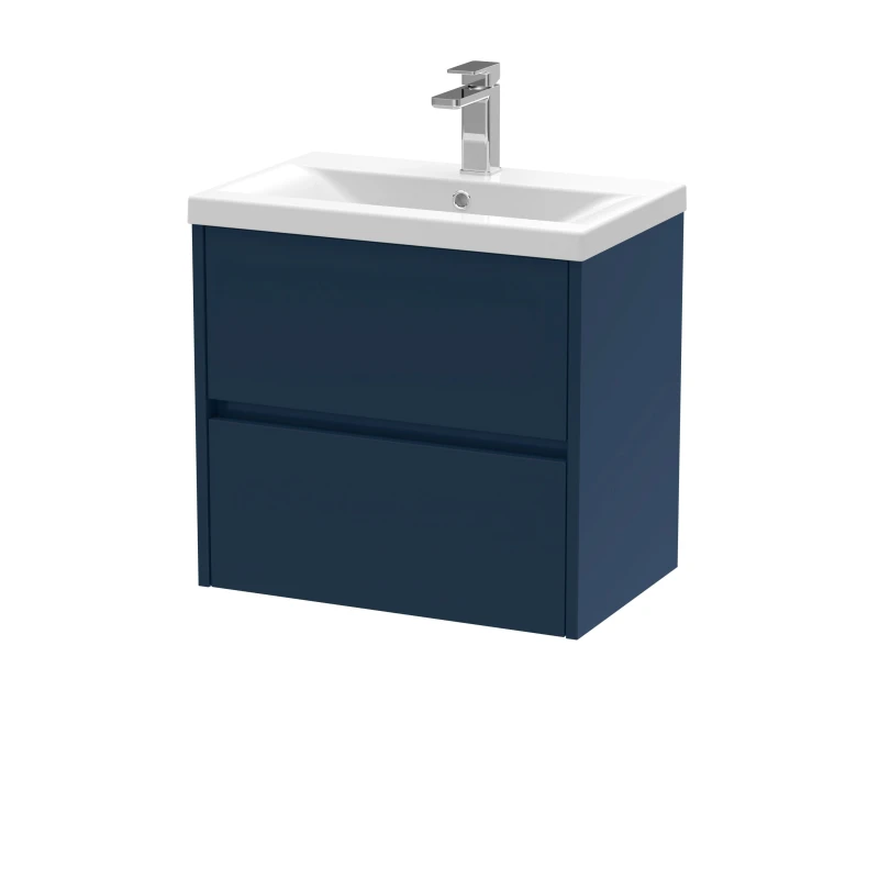 Image of Balterley Wall Hung 2 Drawer Vanity Unit & Ceramic Basin, 600mm - Midnight Blue Blue