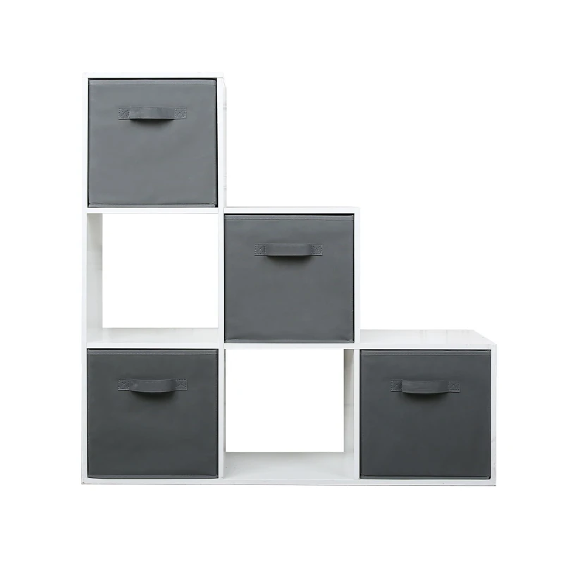 Image of Home Garden Direct Jane - 123 Ladder Bookcase with baskets - White Size: 1 Pack White Unisex 1 Pack