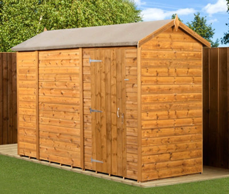 Image of Empire Sheds Empire Modular Apex 4X10 Dipped Treated Tongue And Groove Wooden Garden Shed Single Door No Windows (4' X 10' / 4ft X 10ft) (4X10)