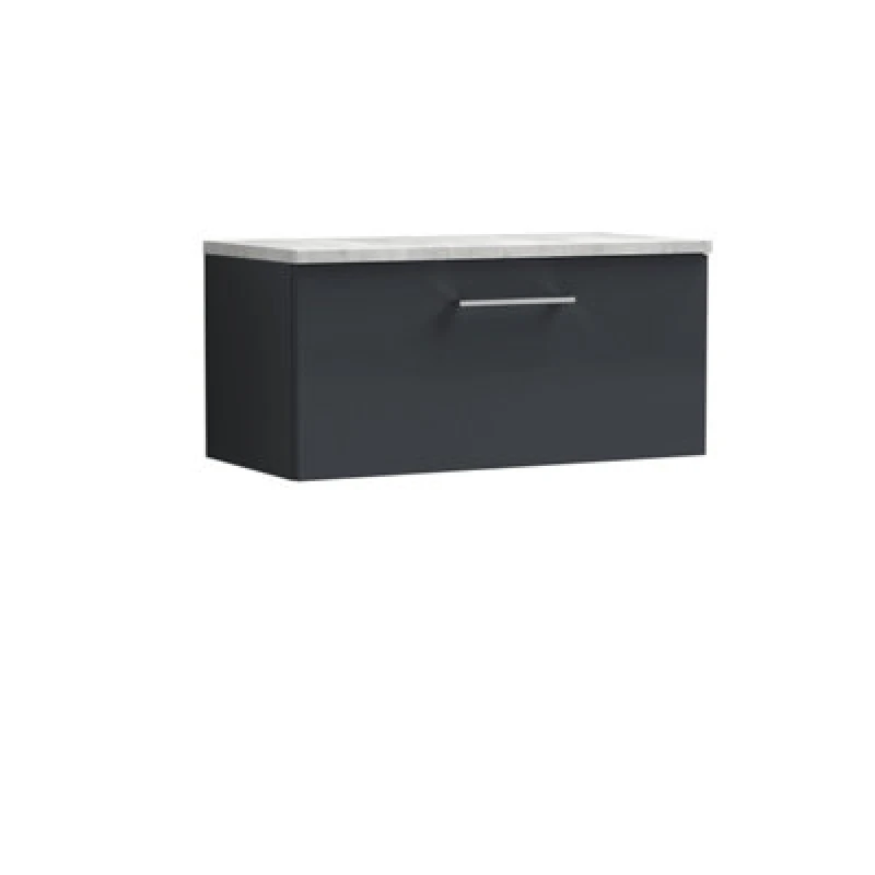 Image of Nuie Arno Wall Hung 1-Drawer Modern Vanity Unit With Bellato Grey Laminate Worktop